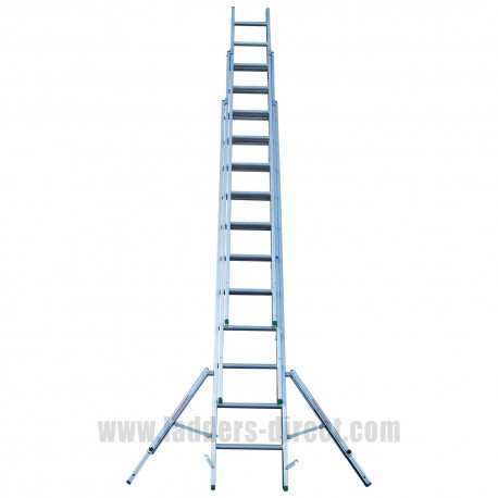 Clow EN131 Professional Aluminium Triple Extension Ladder with stabiliser open